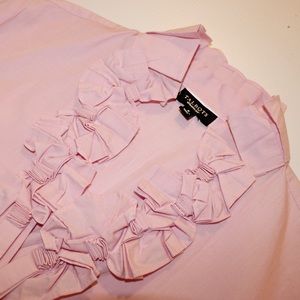 Talbots Pink ruffle button up